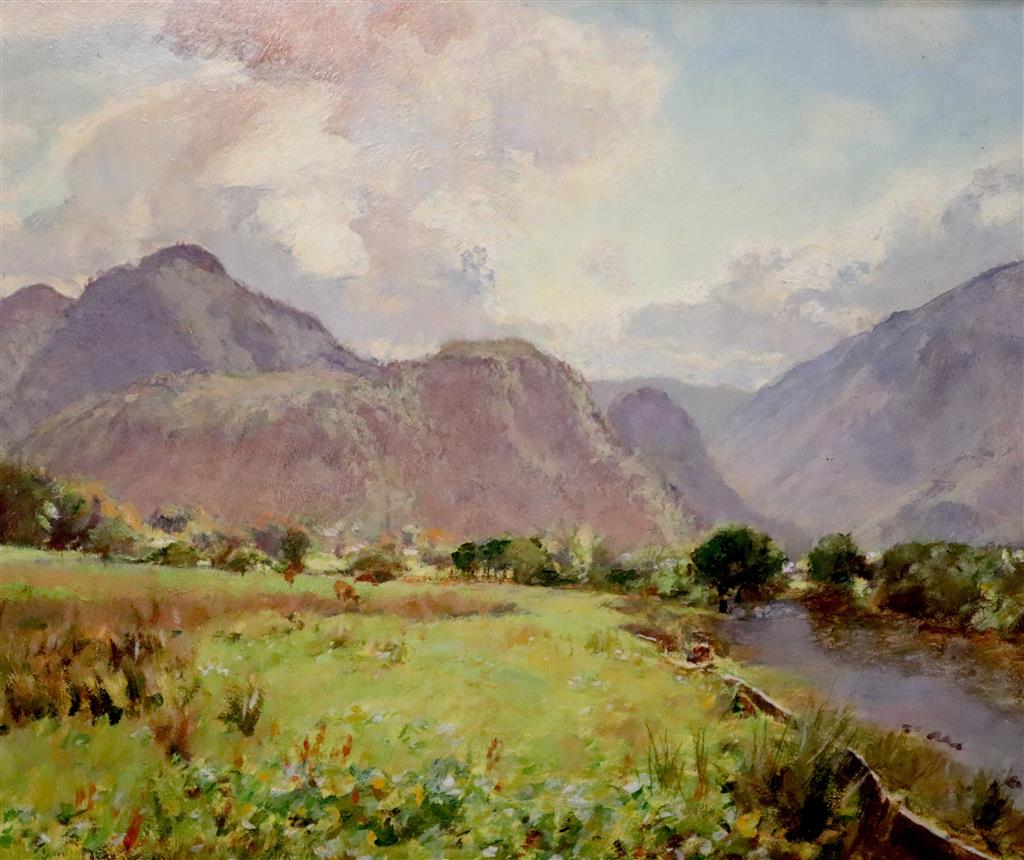 Sir David Murray RA (1849-1933), oil on board, Stream along the Hills